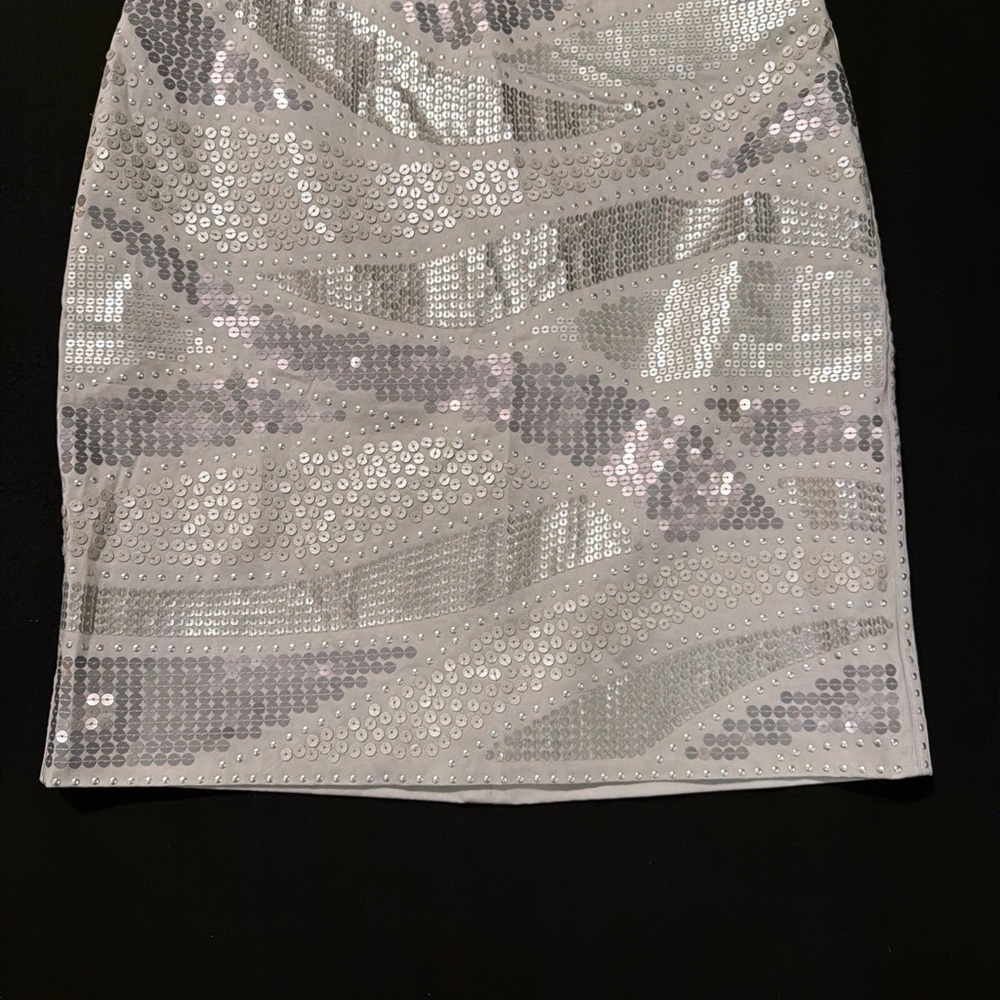White House Black Market Womens Sequin Grey Mini Skirt Size 10 NWT‎